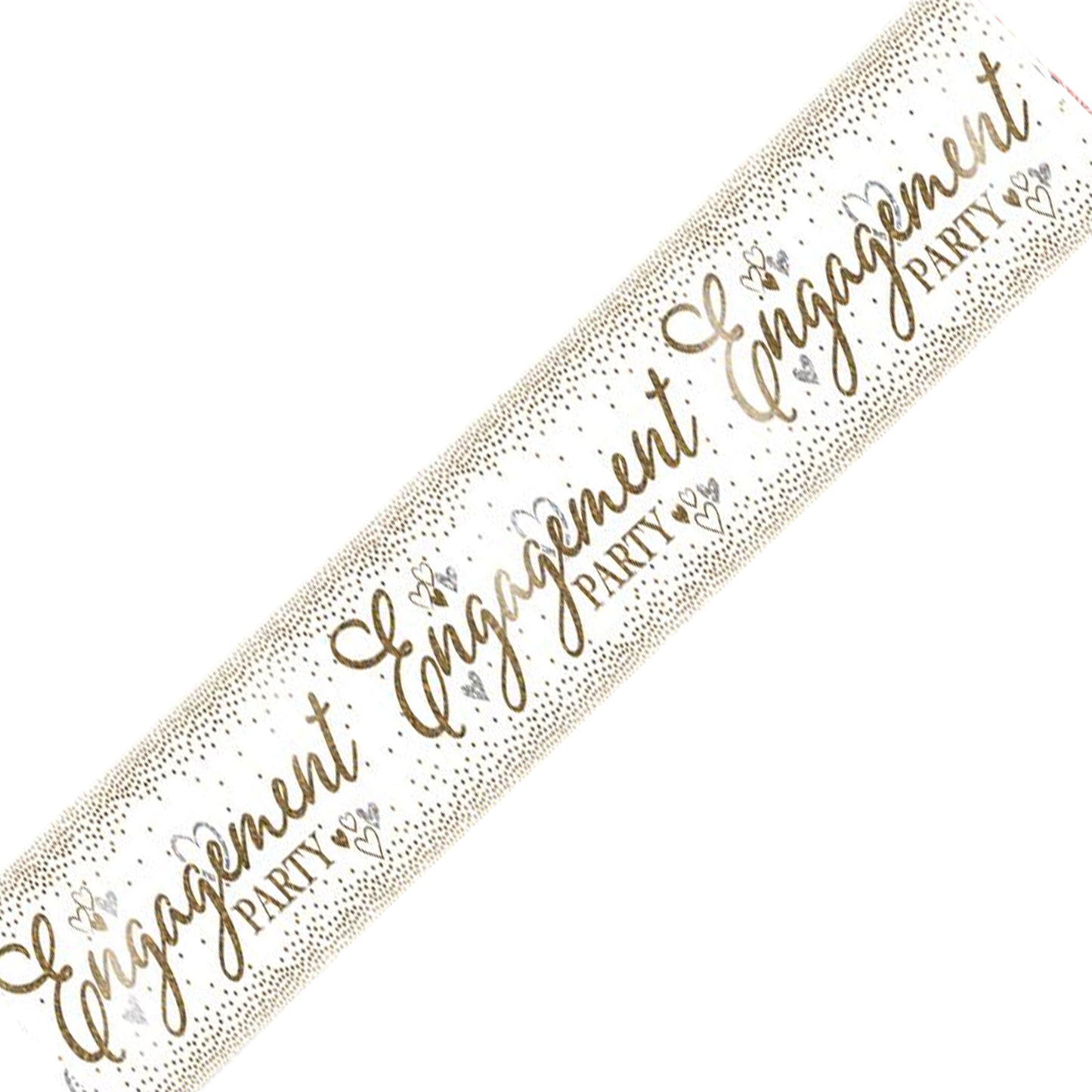 Happy Engagement Congratulations Gold And White Holographic Recyclable Birthday Party Banner