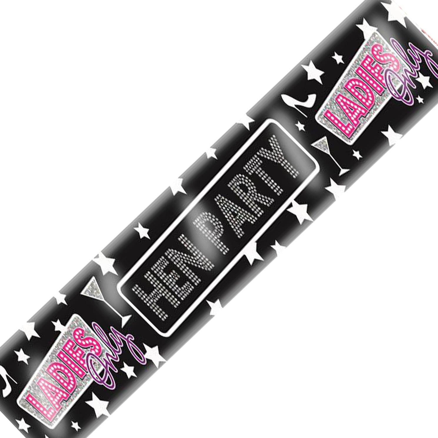 Hen Party Girl's Night Out Pink And Black L Plate Holographic Recyclable Birthday Party Banner