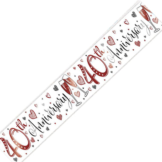 40th Wedding Anniversary Ruby Wedding Holographic Recyclable Birthday Party Banner