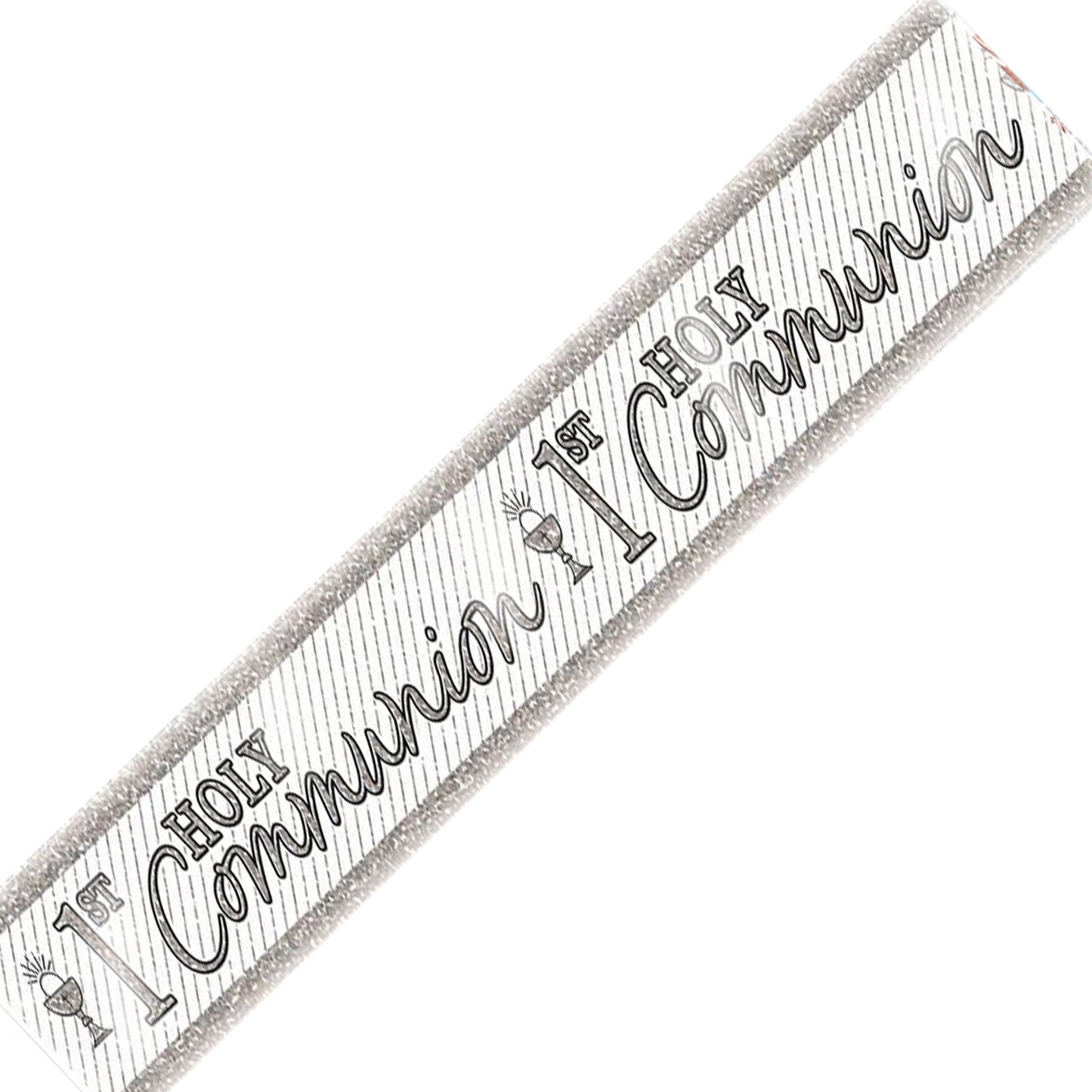 Holy Communion Banner Silver Unisex First Holy Communion Holographic Recyclable Birthday Party Banner