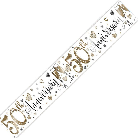 50th Wedding Anniversary Golden Wedding Holographic Recyclable Birthday Party Banner