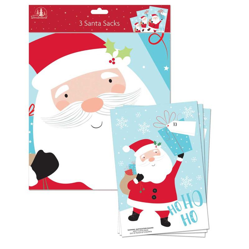 Christmas Stocking Santa Sacks pack of 3 - Next Day Delivery UK