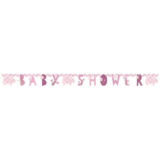 Pink Floral Elephant Jointed Banner