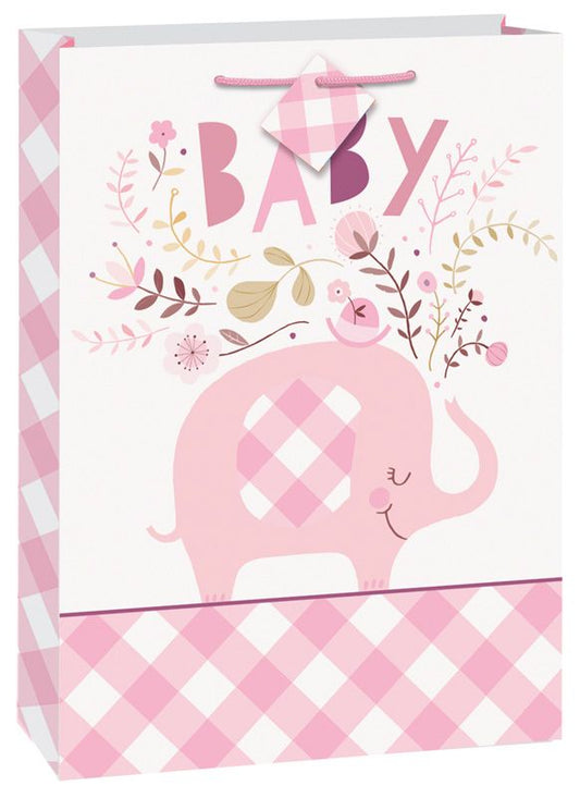 Pink Floral Elephant Jumbo Gift Bag