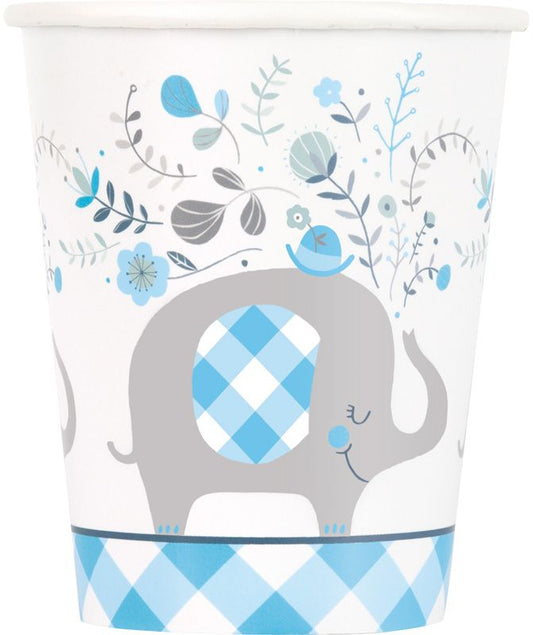 Blue Floral Elephant 9oz Paper Cups, 8ct