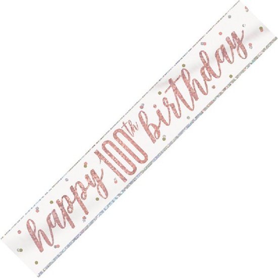 Rose Gold & Silver Foil Banner Happy 100th Birthday