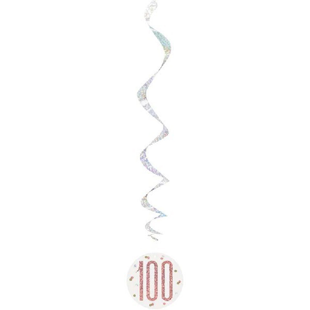 Rose Gold & Silver Hanging Swirls 100th