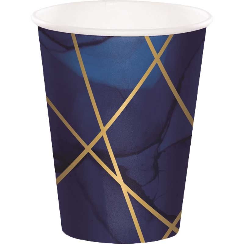 Navy and Gold Geode Paper Cups Foil