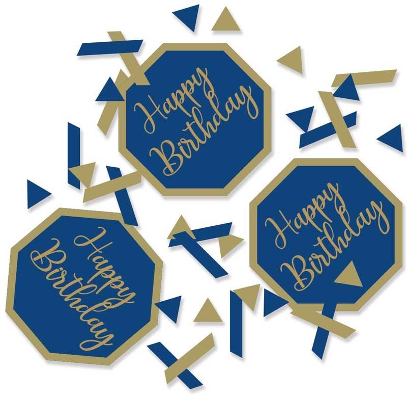 Navy and Gold Geode Confetti Happy Birthday Foil Stamped