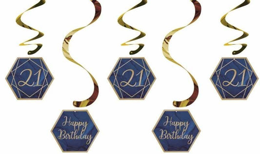 Navy and Gold Geode Age 21 Dizzy Danglers Assorted Foil Stamped