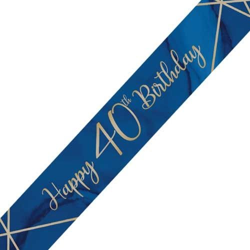 Navy and Gold Geode Age 40 Foil Banner