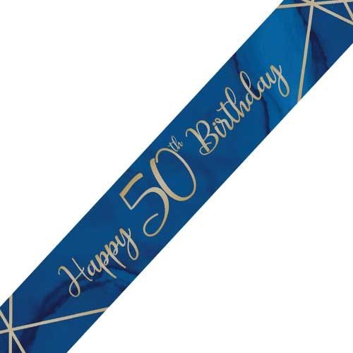 Navy and Gold Geode Age 50 Foil Banner