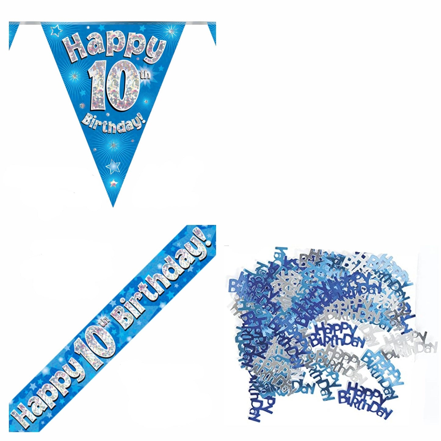 Blue Stars Bundle A Banner, Bunting, Confetti Ages 1 to 90