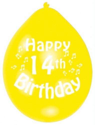 Age 14 Multicolor Birthday Balloons 10 Per Pack