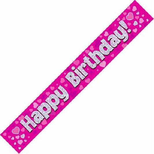 Happy Birthday Pink holographic Foil Banner