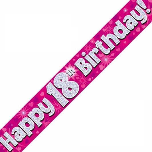 Personalised Happy Birthday Backdrop Background Banner Pink Sign