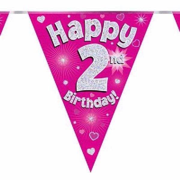 Party Bunting Happy 2nd Birthday Pink