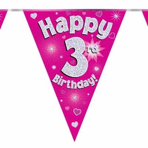 Party Bunting Happy 3rd Birthday Pink
