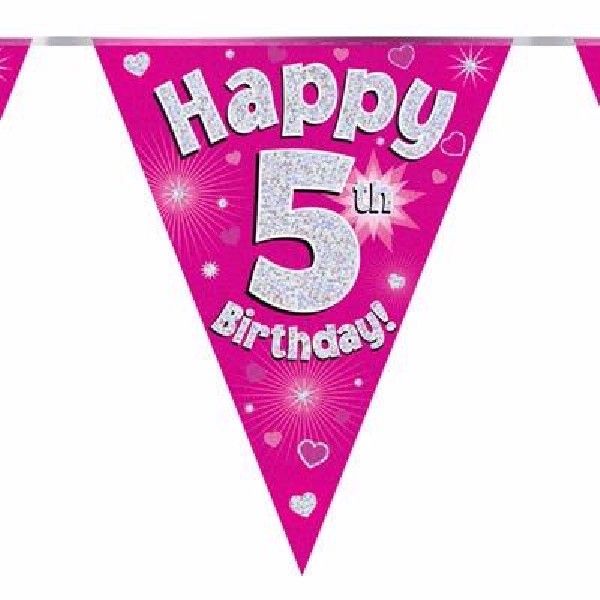 Party Bunting Happy 5th Birthday Pink