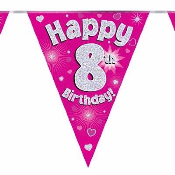 Party Bunting Happy 8th Birthday Pink