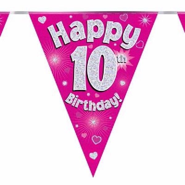 Party Bunting Happy 10th Birthday Pink