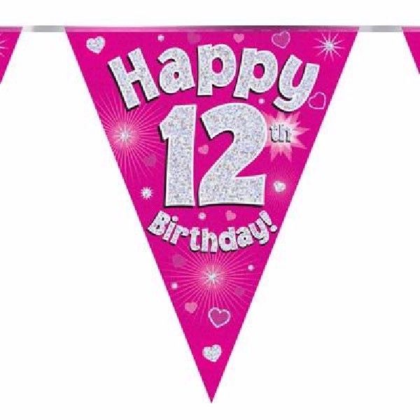 Party Bunting Happy 12th Birthday Pink