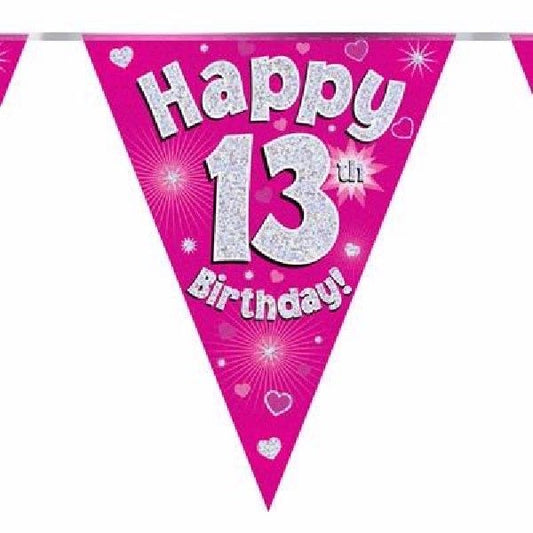 Party Bunting Happy 13th Birthday Pink