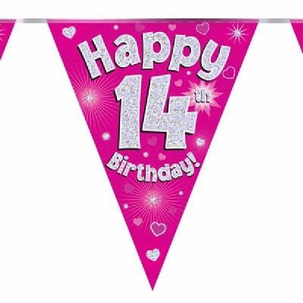 Party Bunting Happy 14th Birthday Pink