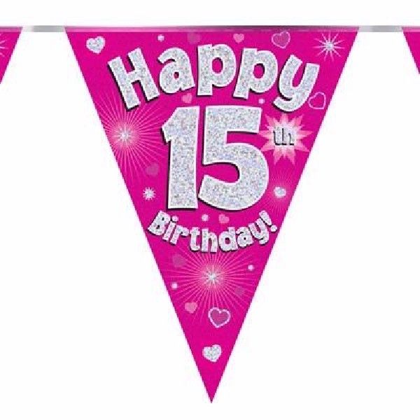 Party Bunting Happy 15th Birthday Pink