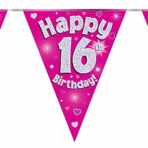 Party Bunting Happy 16th Birthday Pink