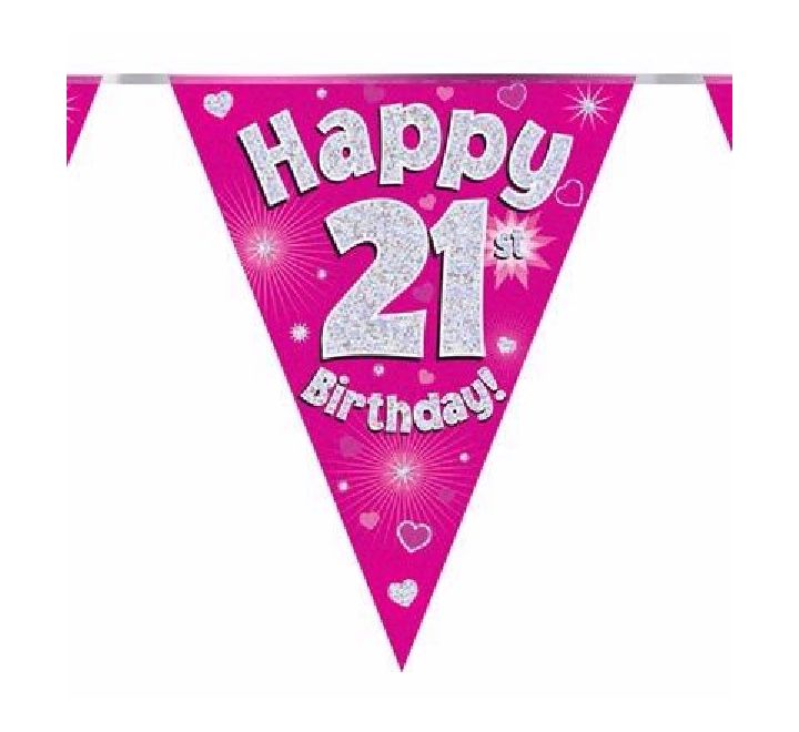 Party Bunting Happy 21st Birthday Pink