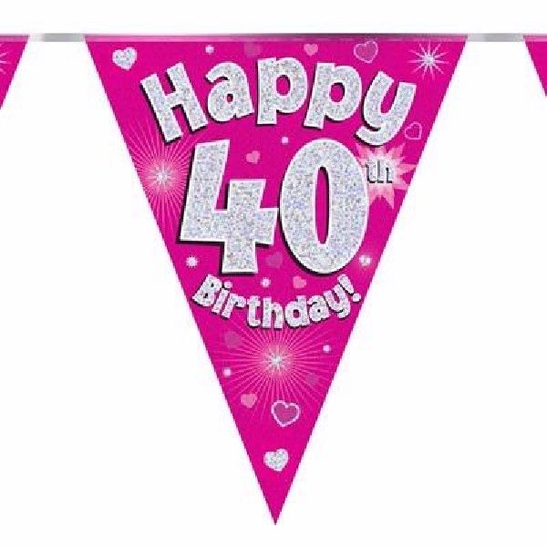 Party Bunting Happy 40th Birthday Pink