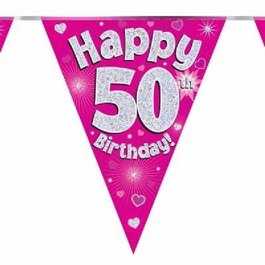 Party Bunting Happy 50th Birthday Pink