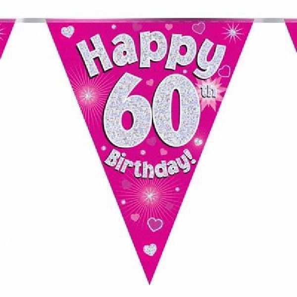 Party Bunting Happy 60th Birthday Pink