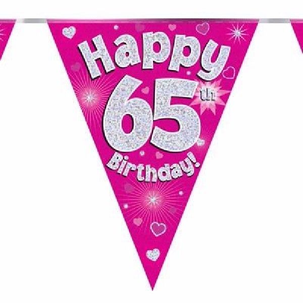 Party Bunting Happy 65th Birthday Pink