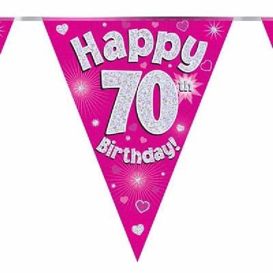 Party Bunting Happy 70th Birthday Pink