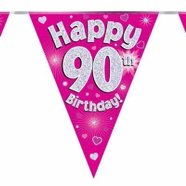 Party Bunting Happy 90th Birthday Pink