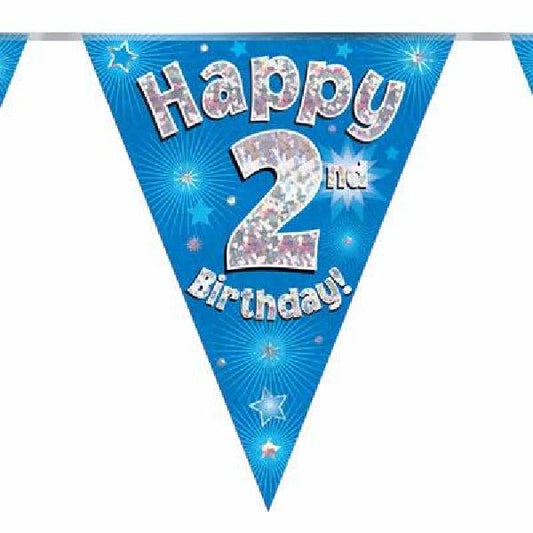 Party Bunting Happy 2nd Birthday Blue