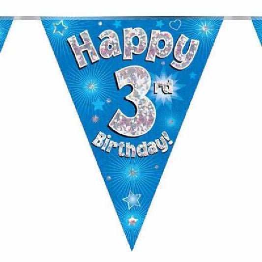 Party Bunting Happy 3rd Birthday Blue