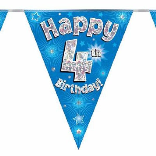 Party Bunting Happy 4th Birthday Blue