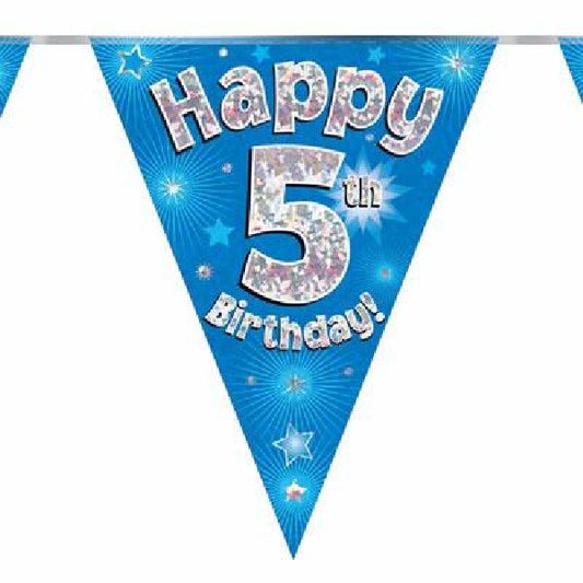 Party Bunting Happy 5th Birthday Blue