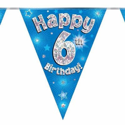 Party Bunting Happy 6th Birthday Blue