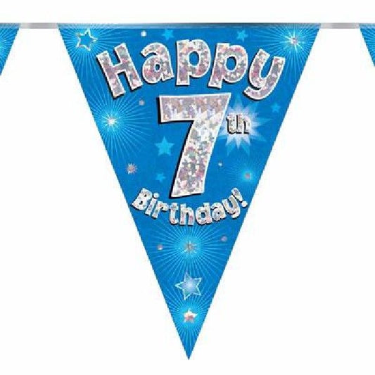 Party Bunting Happy 7th Birthday Blue