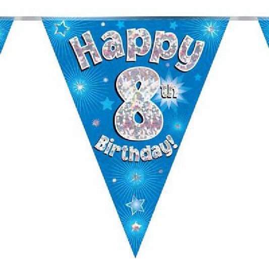 Party Bunting Happy 8th Birthday Blue