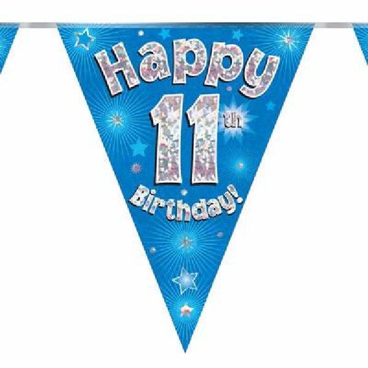 Party Bunting Happy 11th Birthday Blue