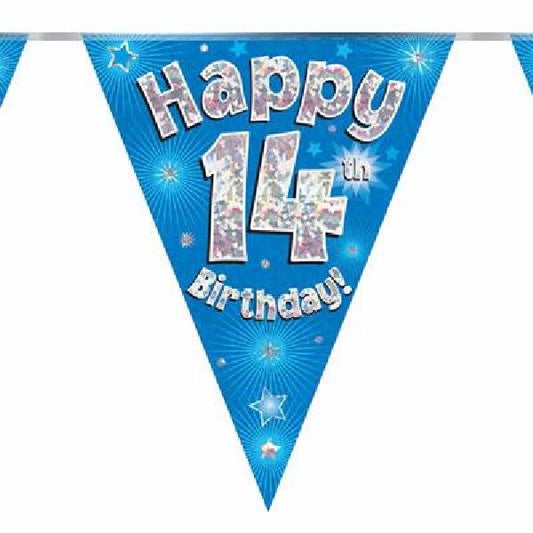 Party Bunting Happy 14th Birthday Blue