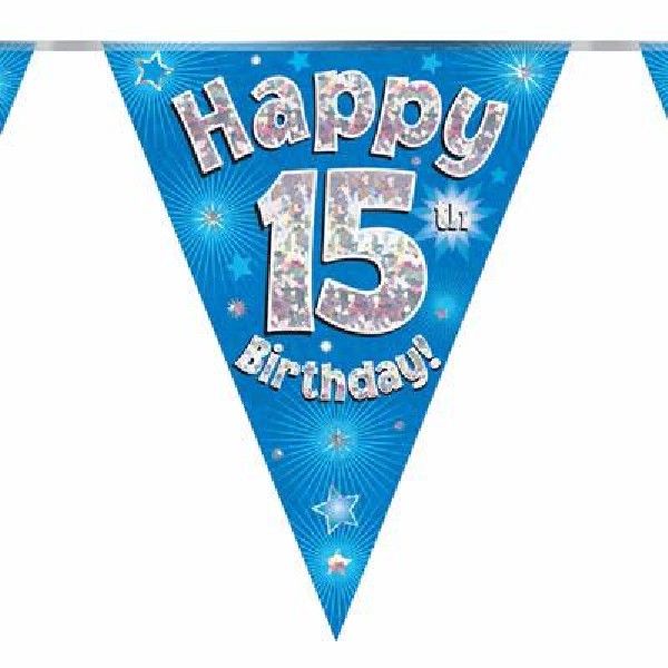 Party Bunting Happy 15th Birthday Blue