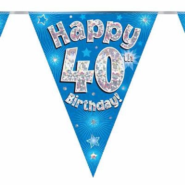 Party Bunting Happy 40th Birthday Blue