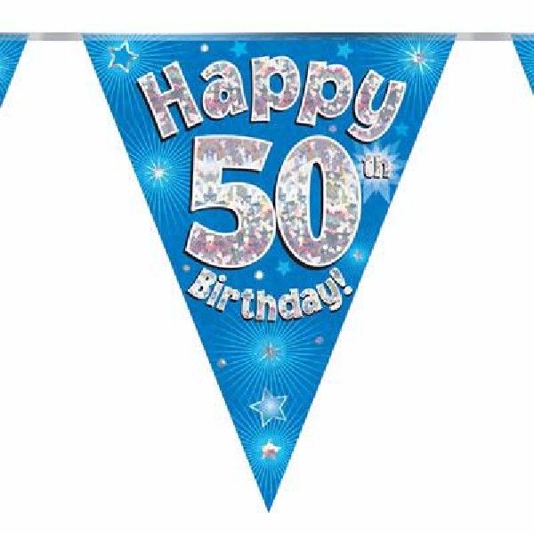 Party Bunting Happy 50th Birthday Blue