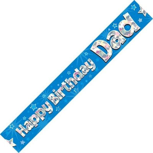 9ft Banner Happy Birthday Dad Holographic